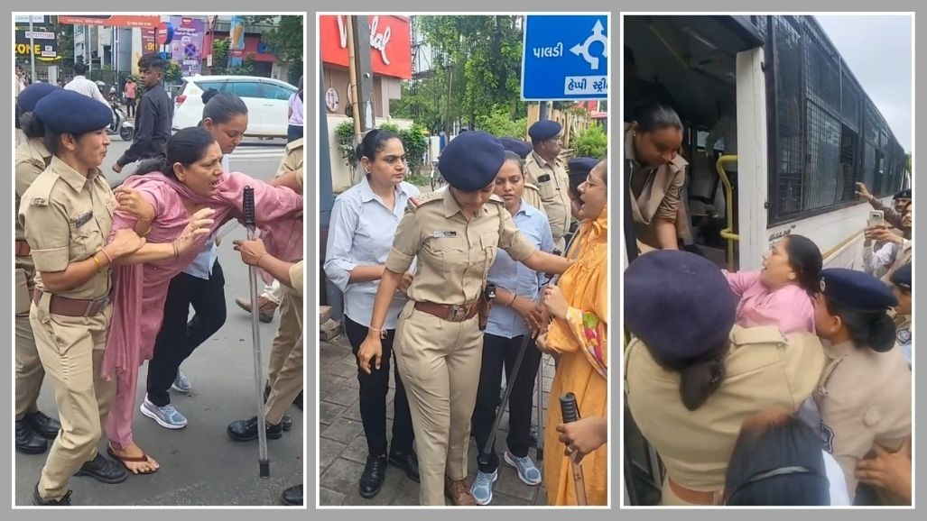 अहमदाबाद में सोनम वांगचुक के समर्थन में प्रदर्शन, लॉ गार्डन के पास प्रदर्शनकारियों को पुलिस ने हिरासत में लिया