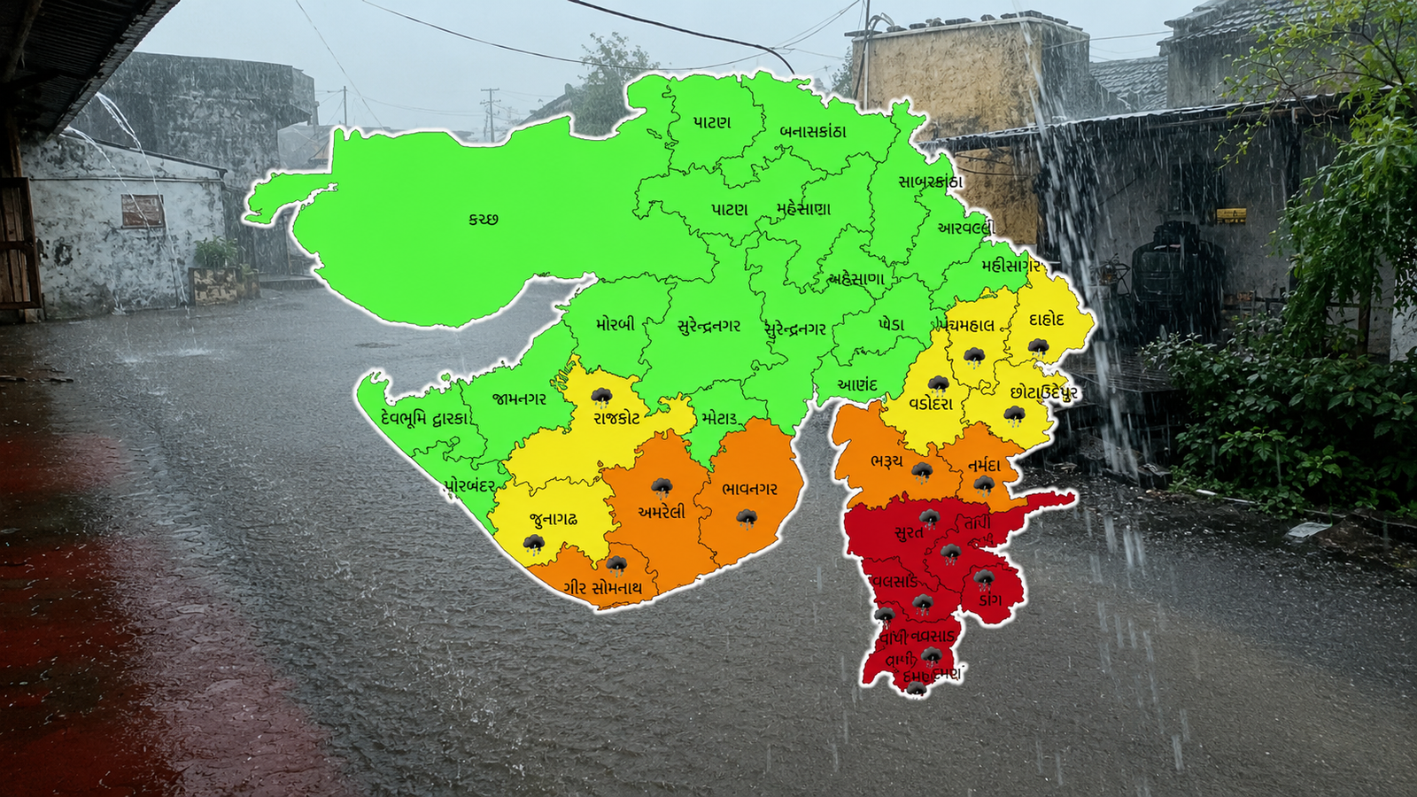 अहमदाबाद: गुजरात में अगले 5 दिनों तक भारी से अति भारी बारिश का अलर्ट, 15 से ज्यादा जिलों में चेतावनी